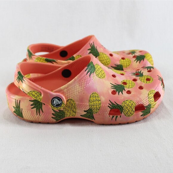 Crocs Classic Retro Resort Clog Womens 7 Mens 5 Pineapple Papaya Print Shoes - Picture 5 of 9
